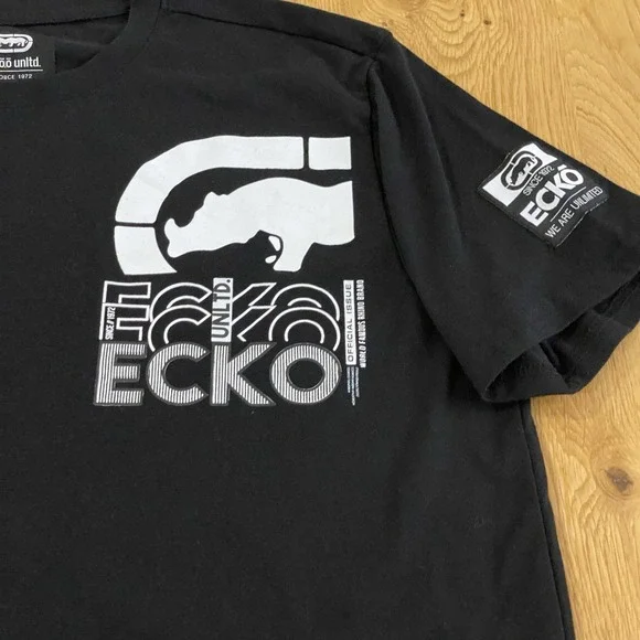 Ecko unltd t-shirt Multi Graphic 72 Team Logo T-shirt Black White Large - Picture 4 of 10